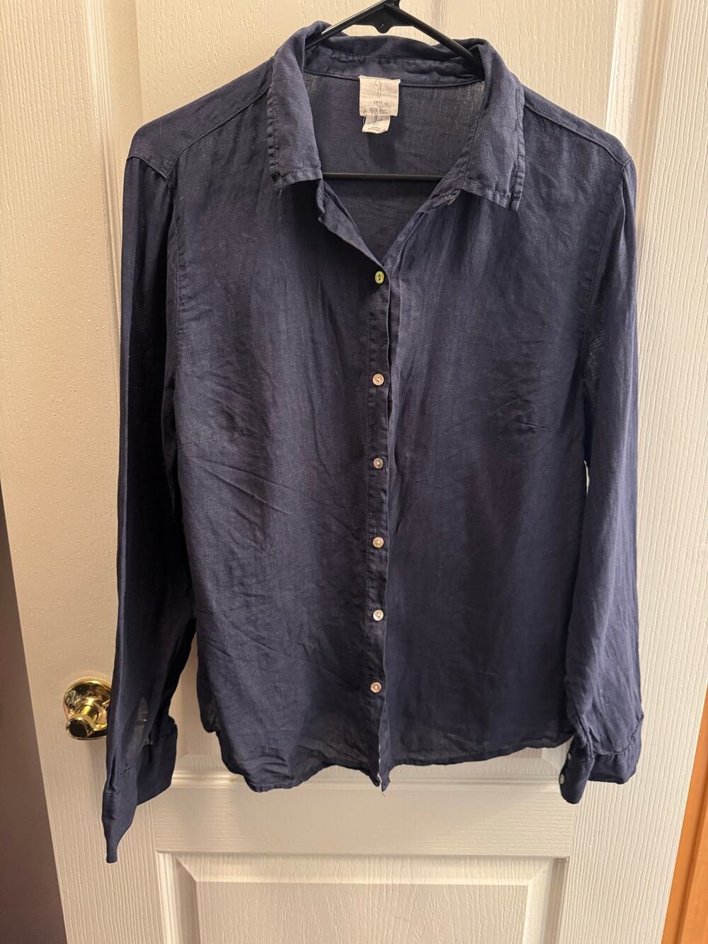 Joie Navy 100% Linen Button Up Size L